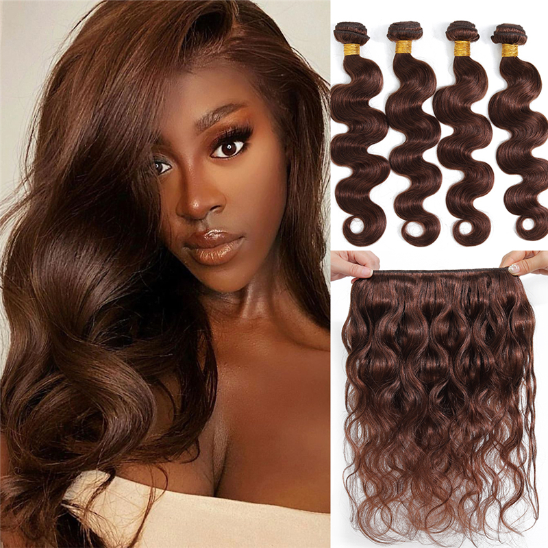 #4 Chocolate Brown Body Wave Brazilian Human Hair Bundles